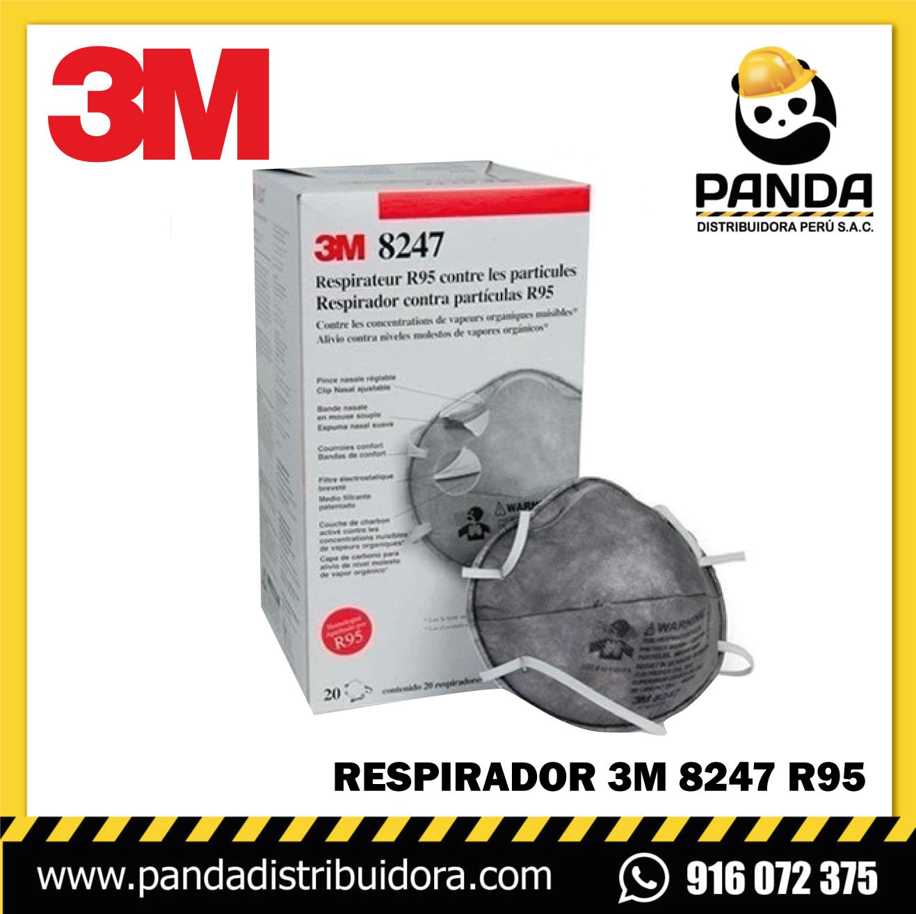 RESPIRADOR 8247 R95 3M – Panda Distribuidora